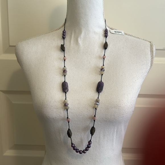 J.Jill Purple Stone Station Necklace Cord Adjustable - Picture 7 of 7